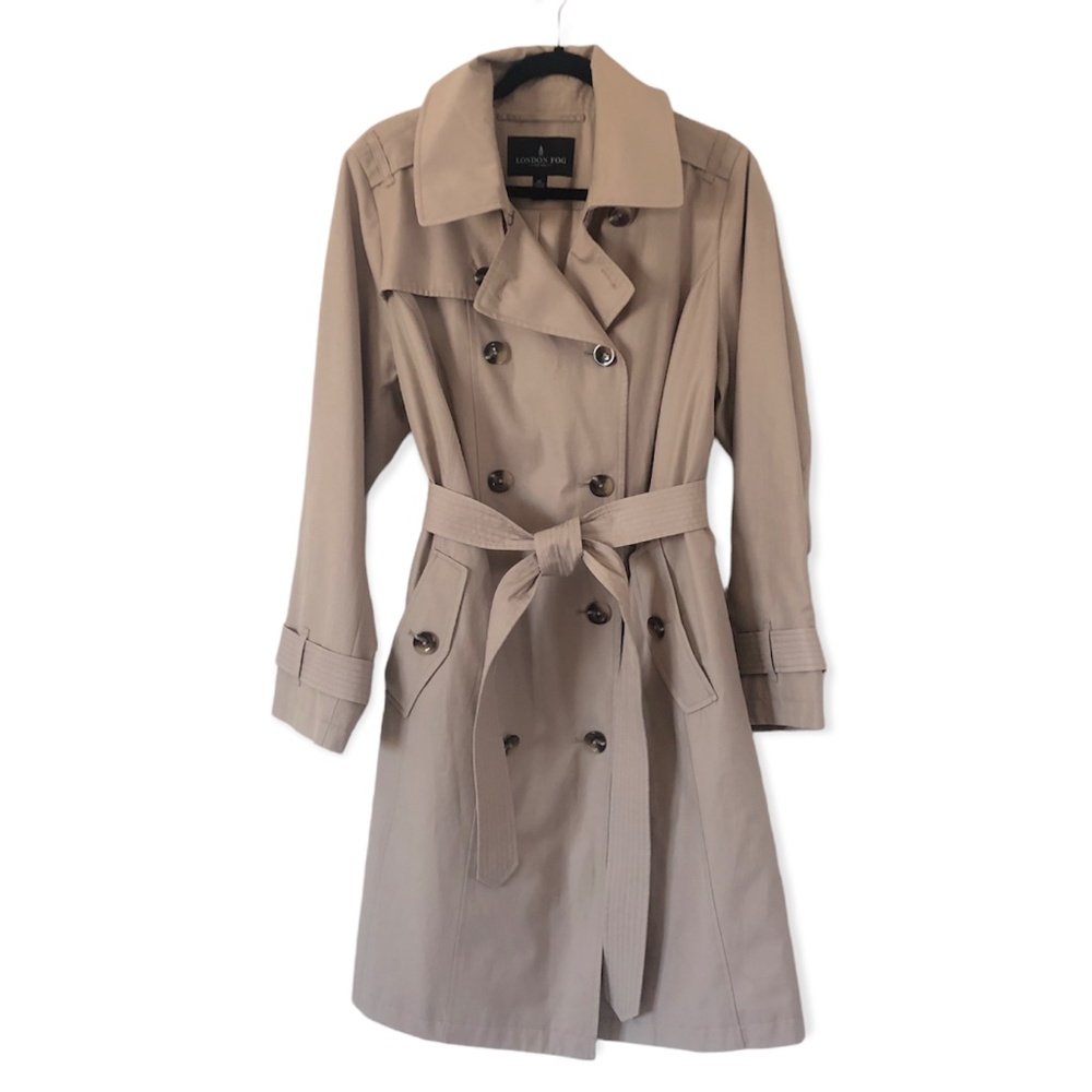 ✨ London Fog Double breadsted classic Trench Coat – Khaki | Size 0X